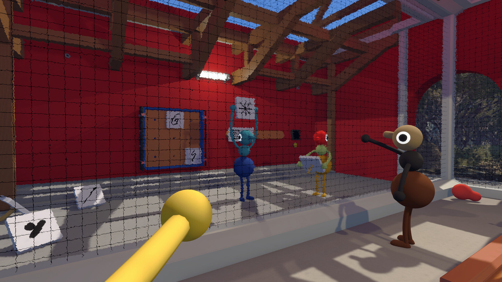 Big Walk walkthrough screenshot — the open island with beach and tower landmarks